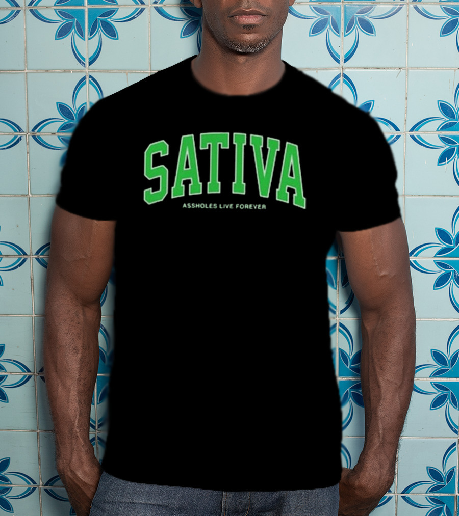 Sativa Assholes Live Forever Bold Arch Lettering T-Shirt