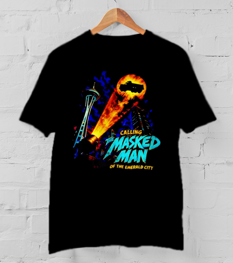 Calling The Masked Man Emerald City Space Needle T-Shirt