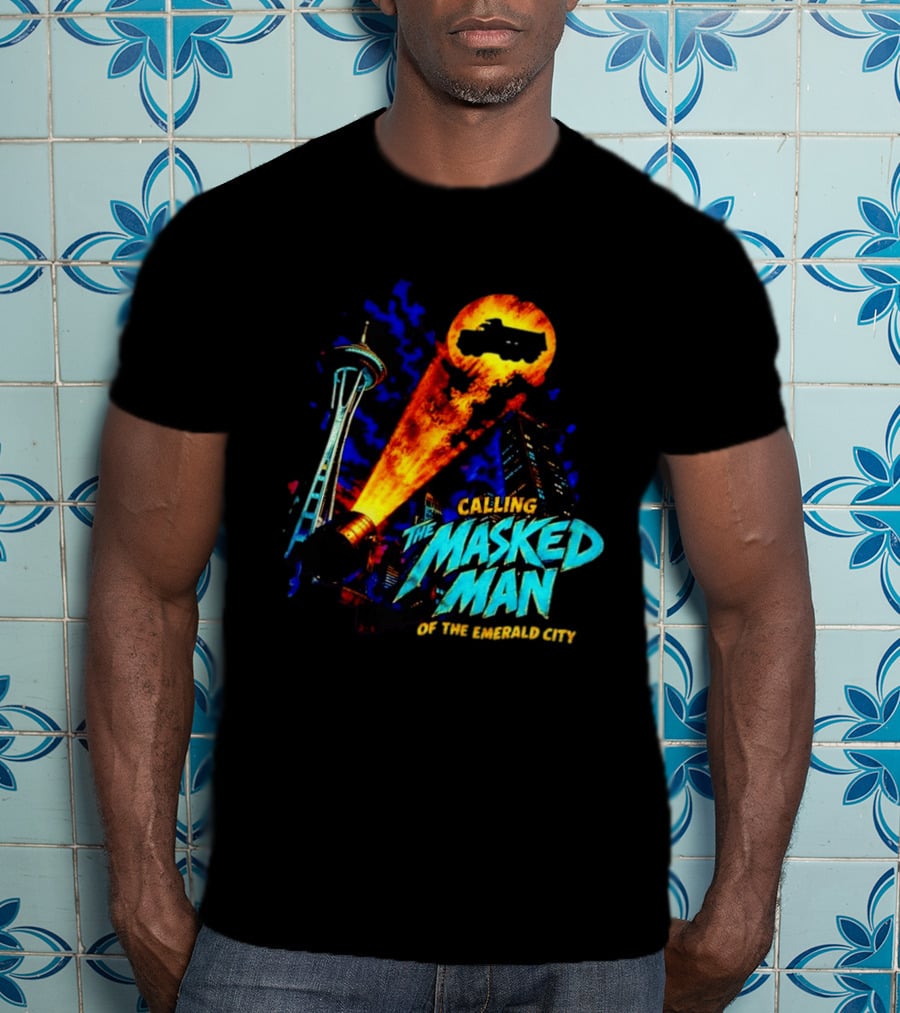 Calling The Masked Man Emerald City Space Needle T-Shirt
