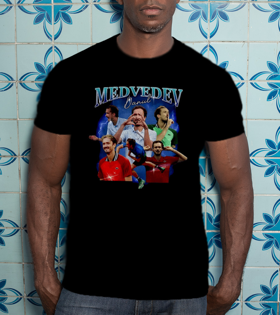 Medvedev Daniil Tennis Champion Dynamic Action Montage T-Shirt