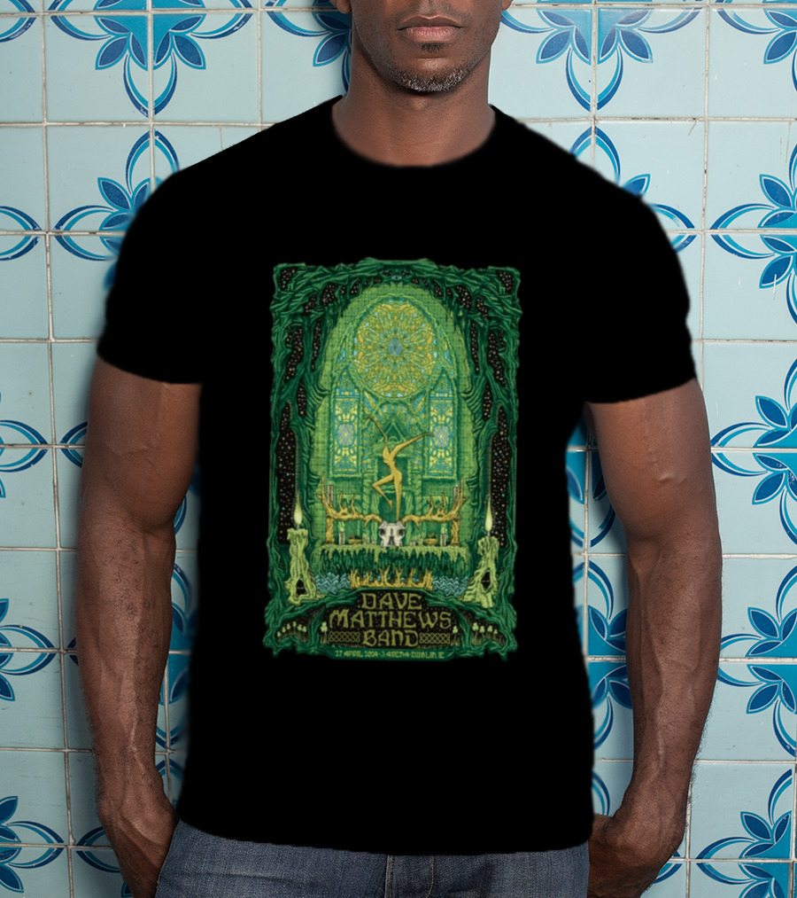 Dave Matthews Band 27 April 2024 3Arena Dublin IE Concert Art With Celtic And Candle T-Shirt