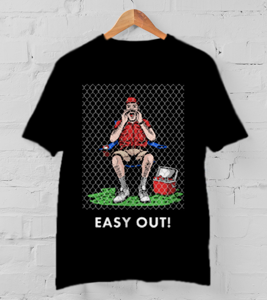 Easy Out Umpire Sitting Behind Chain Link Fence T-Shirt