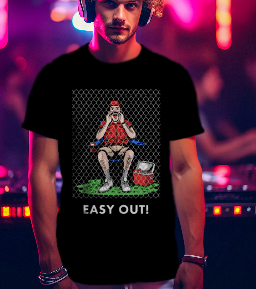 Easy Out Umpire Sitting Behind Chain Link Fence T-Shirt