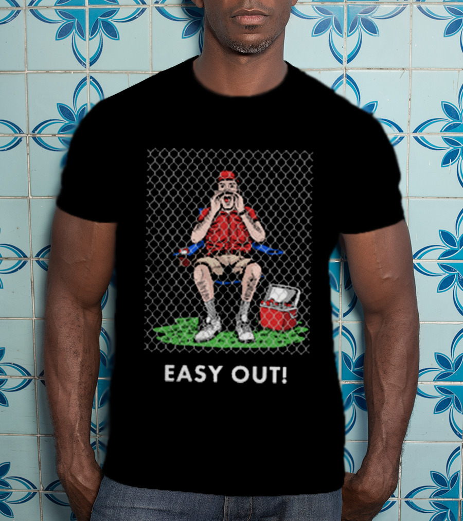 Easy Out Umpire Sitting Behind Chain Link Fence T-Shirt