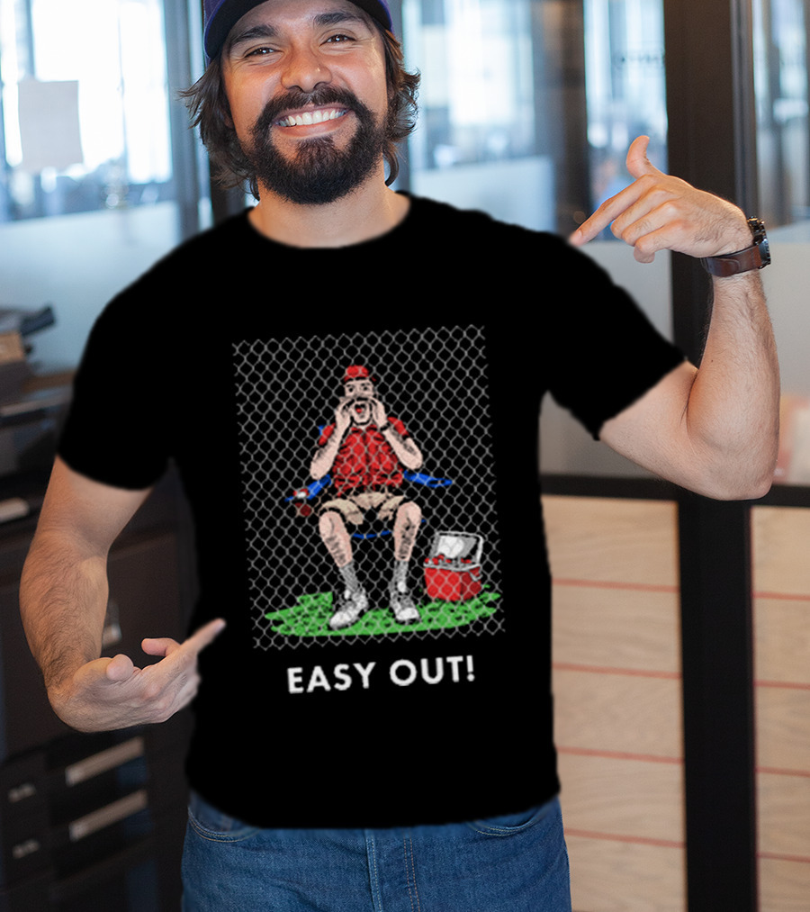 Easy Out Umpire Sitting Behind Chain Link Fence T-Shirt