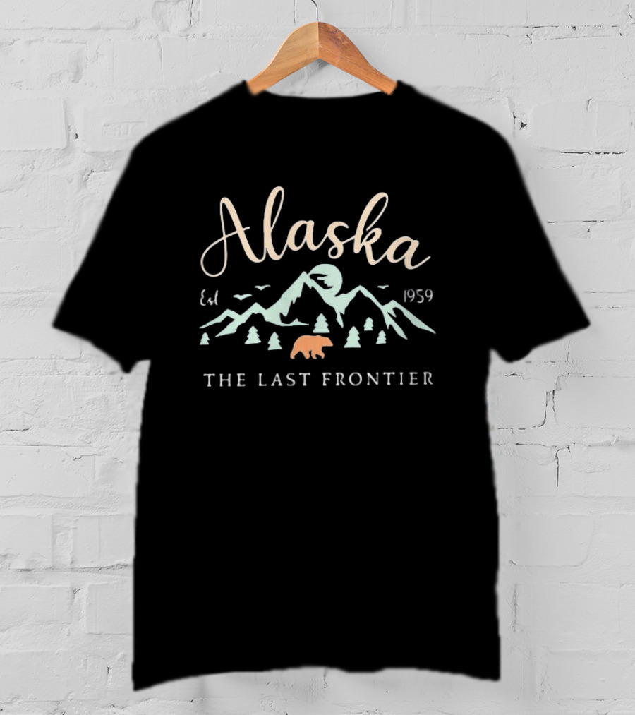Alaska The Last Frontier Est 1959 Mountain Bear Scene T-Shirt