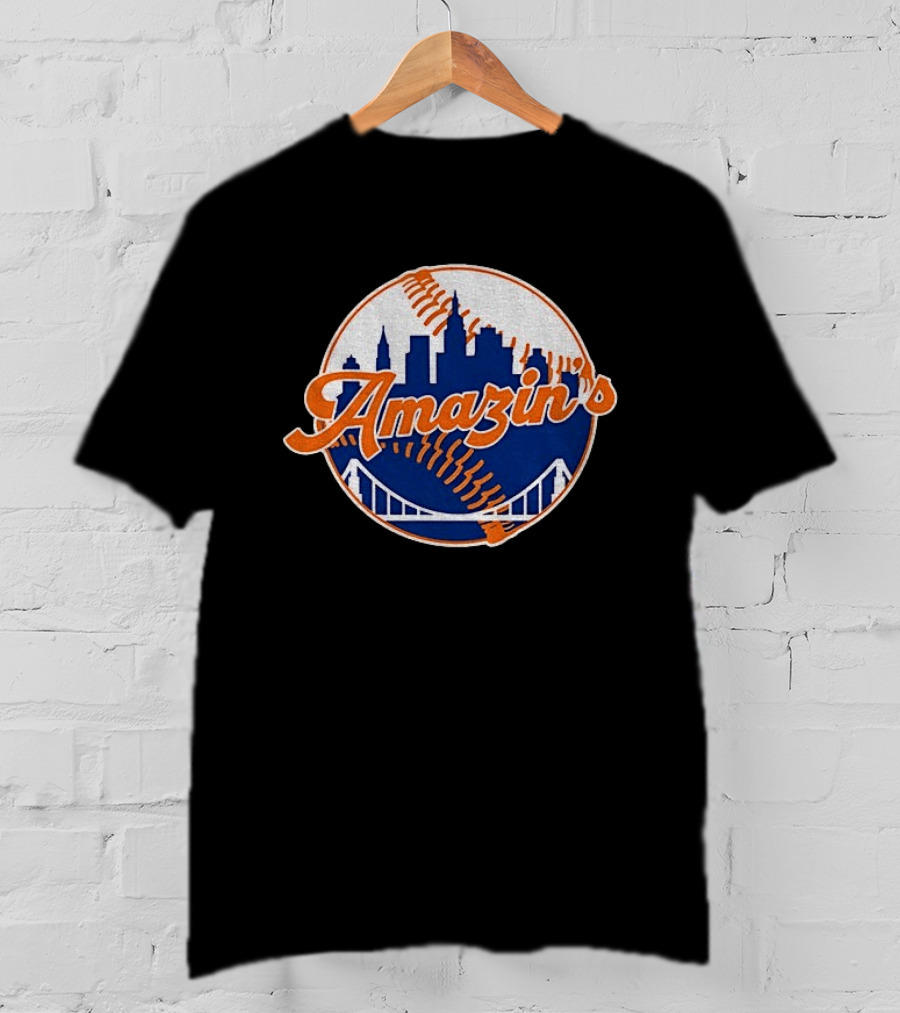 New York Mets Amazin's Skyline Baseball Bridge T-Shirt
