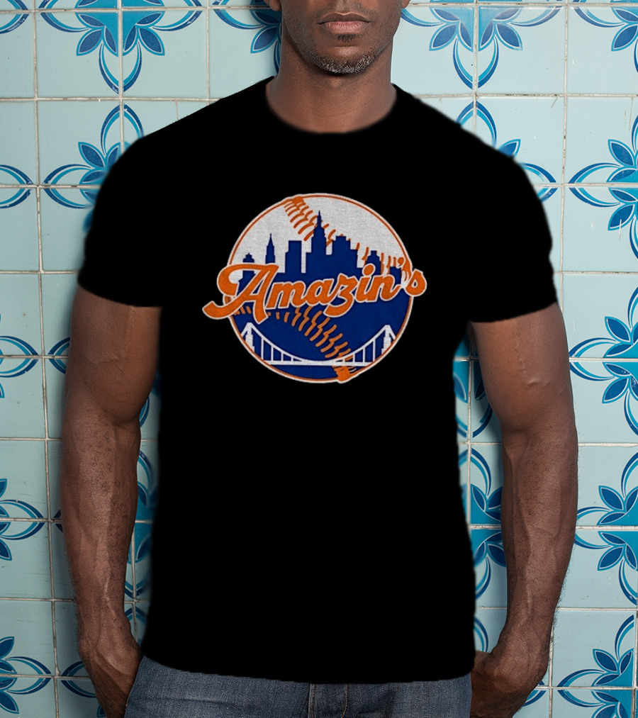 New York Mets Amazin's Skyline Baseball Bridge T-Shirt