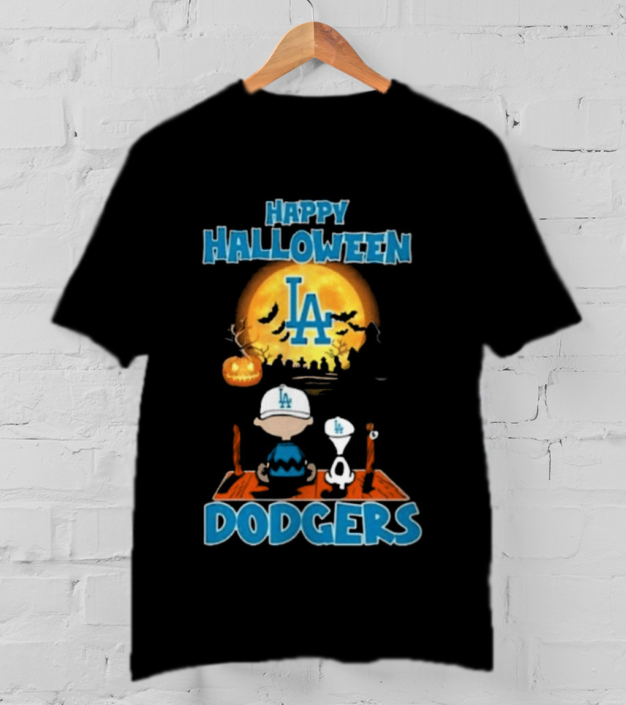 Happy Halloween Los Angeles Dodgers Peanuts Snoopy Charlie Brown T-Shirt