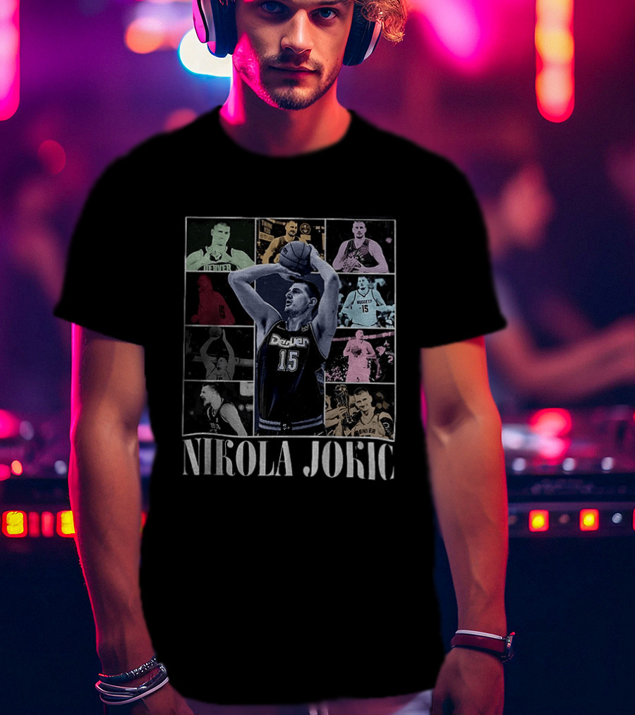 Nikola Jokic Denver Nuggets Basketball Collage T-Shirt