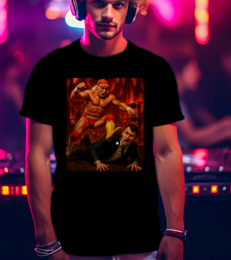 Hulk Hogan Hulkamania Vs Charlie Kirk Wrestling Meme Image T-Shirt