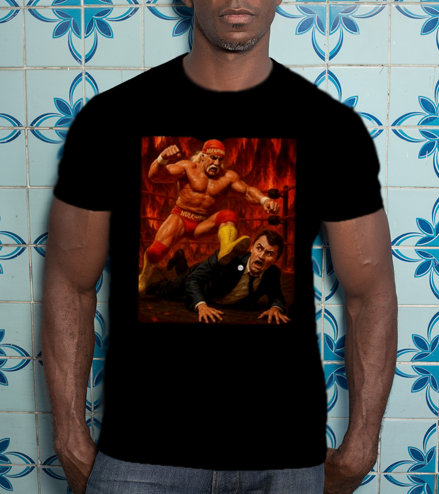 Hulk Hogan Hulkamania Vs Charlie Kirk Wrestling Meme Image T-Shirt