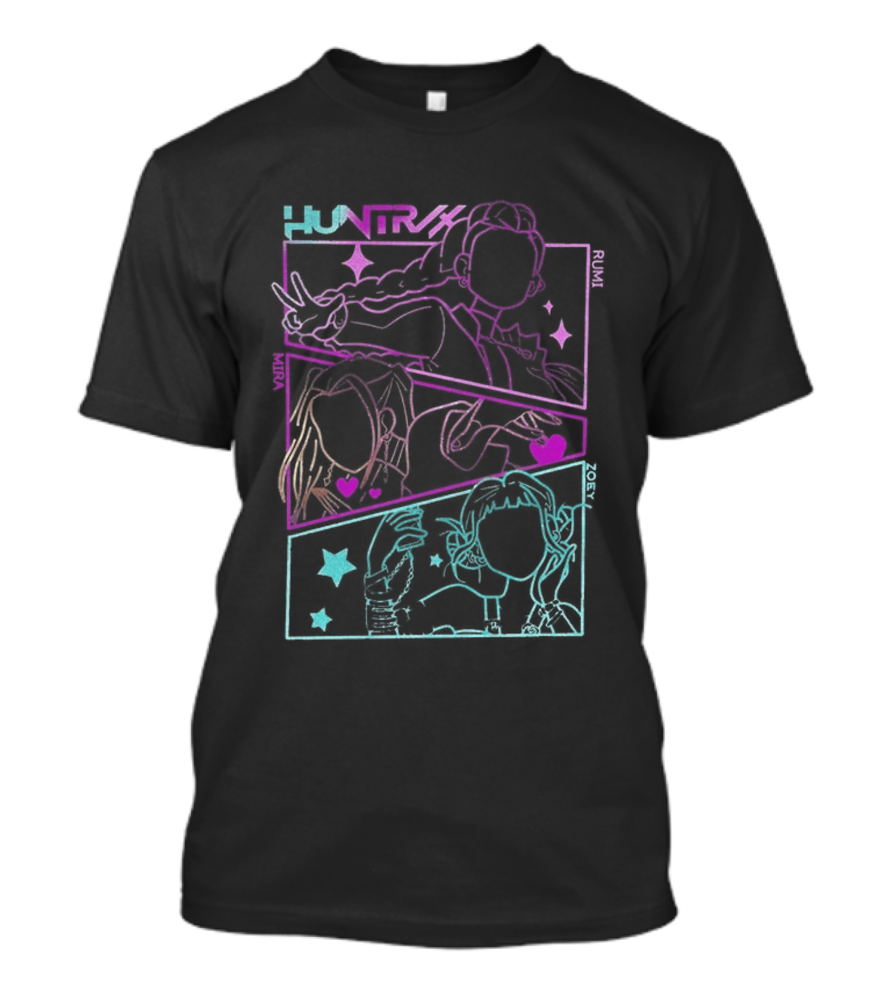 Huntrix Girls Kpop Demon Hunters Neon Manga T-Shirt