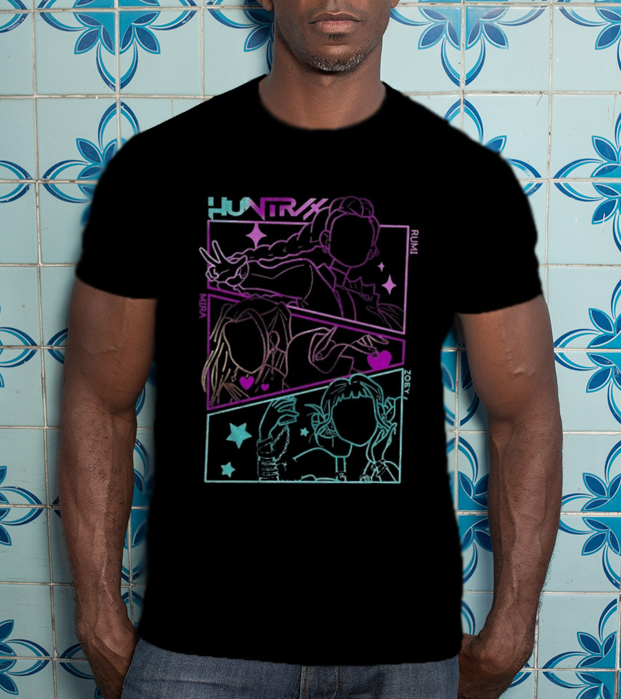 Huntrix Girls Kpop Demon Hunters Neon Manga T-Shirt