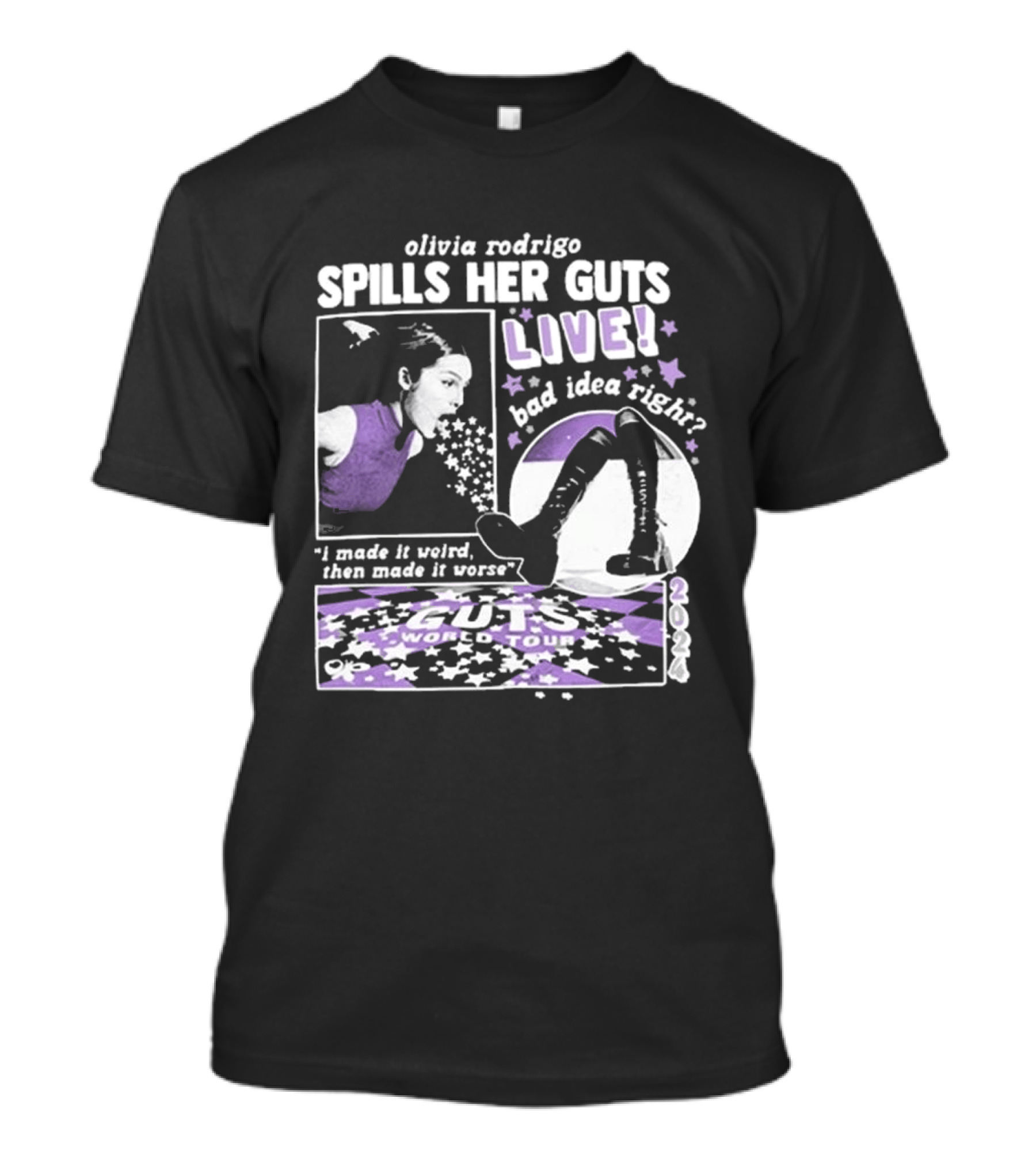 Olivia Rodrigo Spills Her Guts Live World Tour 2023 Bad Idea Right? T-Shirt