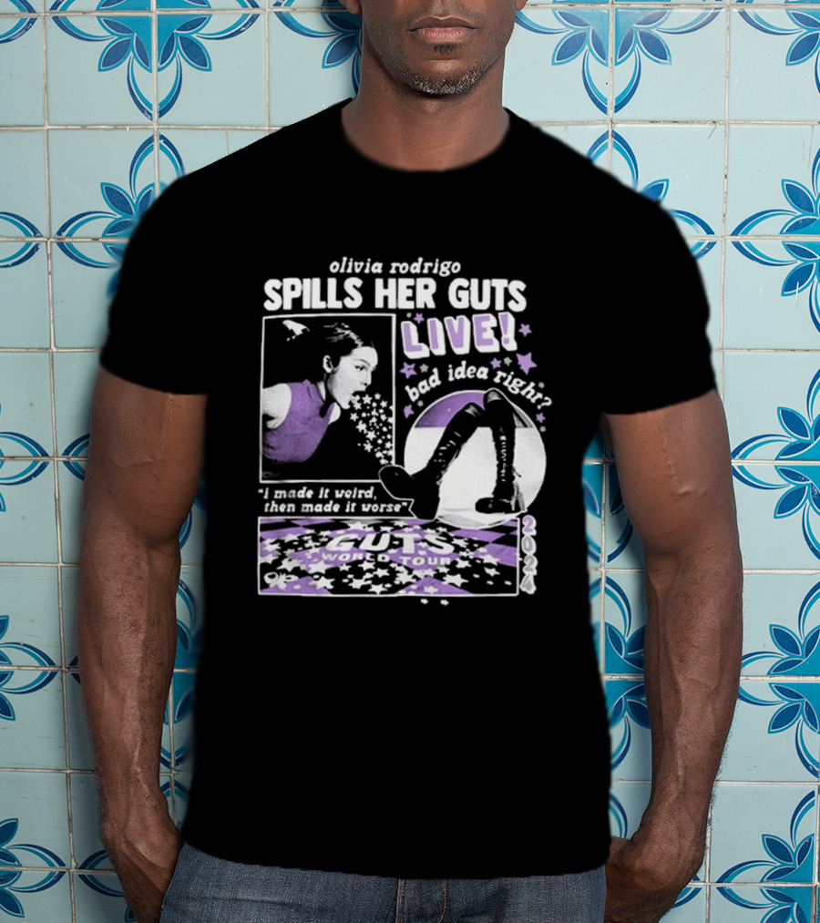 Olivia Rodrigo Spills Her Guts Live World Tour 2023 Bad Idea Right? T-Shirt