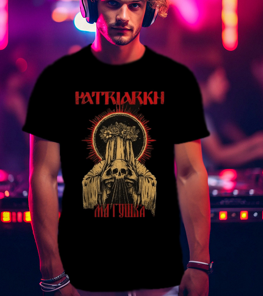 Patriarkh Matushka Skeleton Halo Floral Hooded Figure T-Shirt