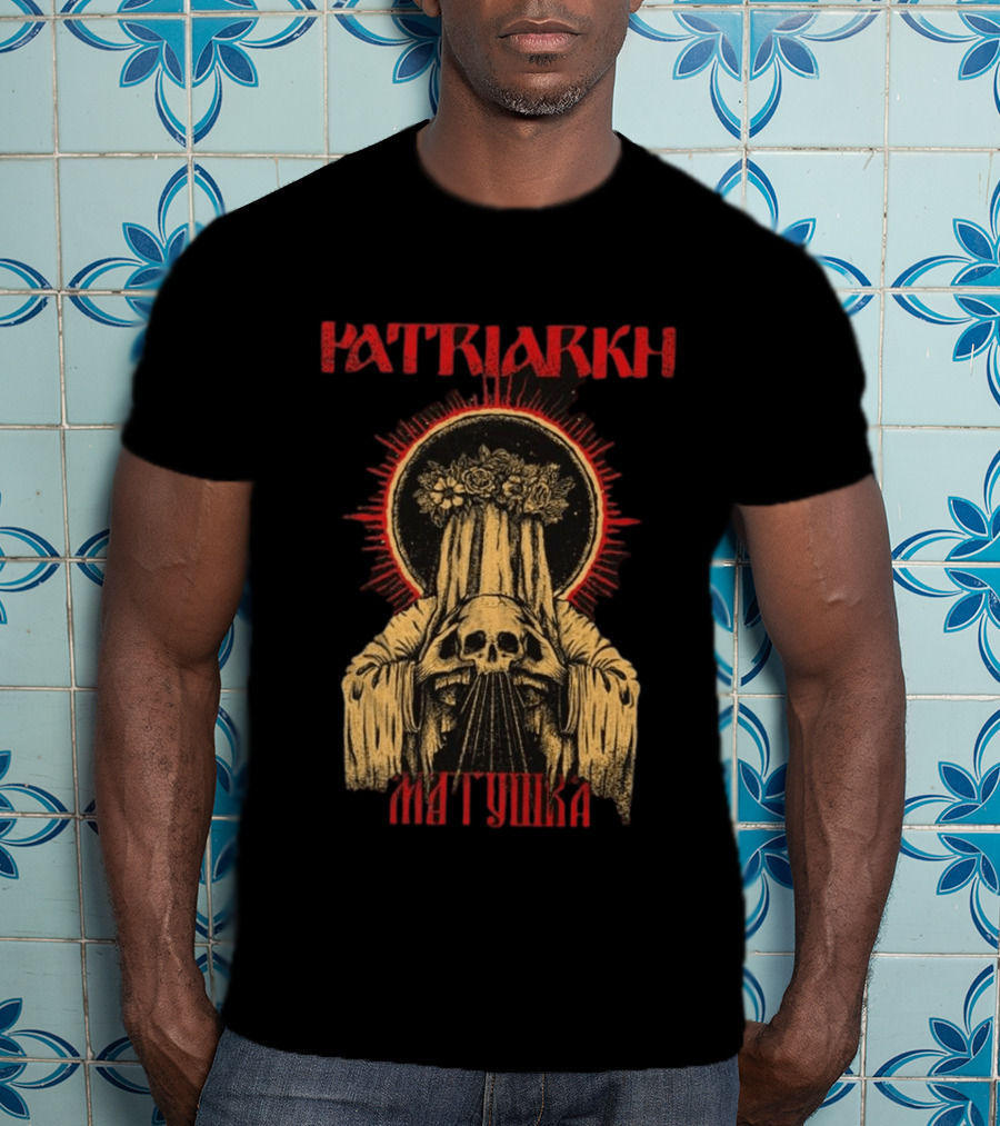 Patriarkh Matushka Skeleton Halo Floral Hooded Figure T-Shirt