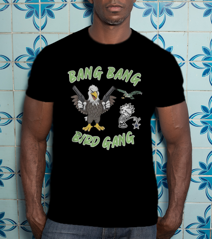 Bang Bang Bird Gang Eagle Guns Calvin Peeing Star T-Shirt