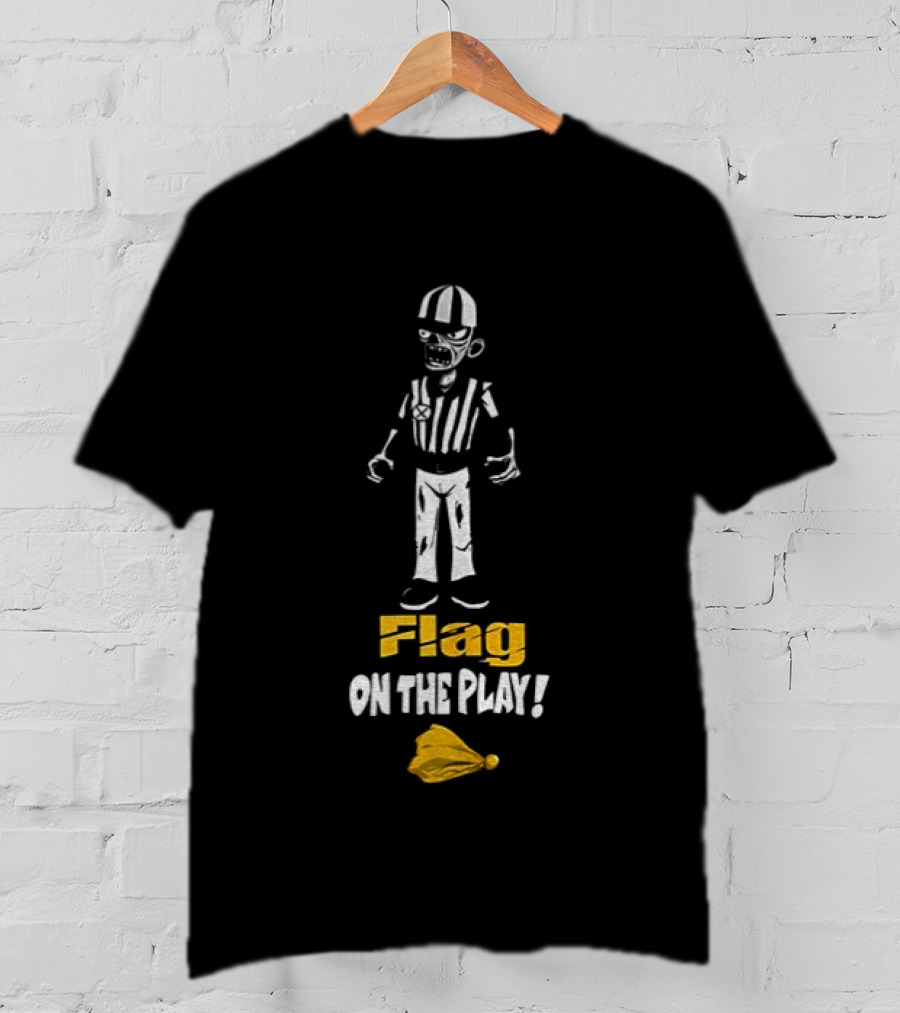 Zombie Referee Flag On The Play Halloween Humor T-Shirt