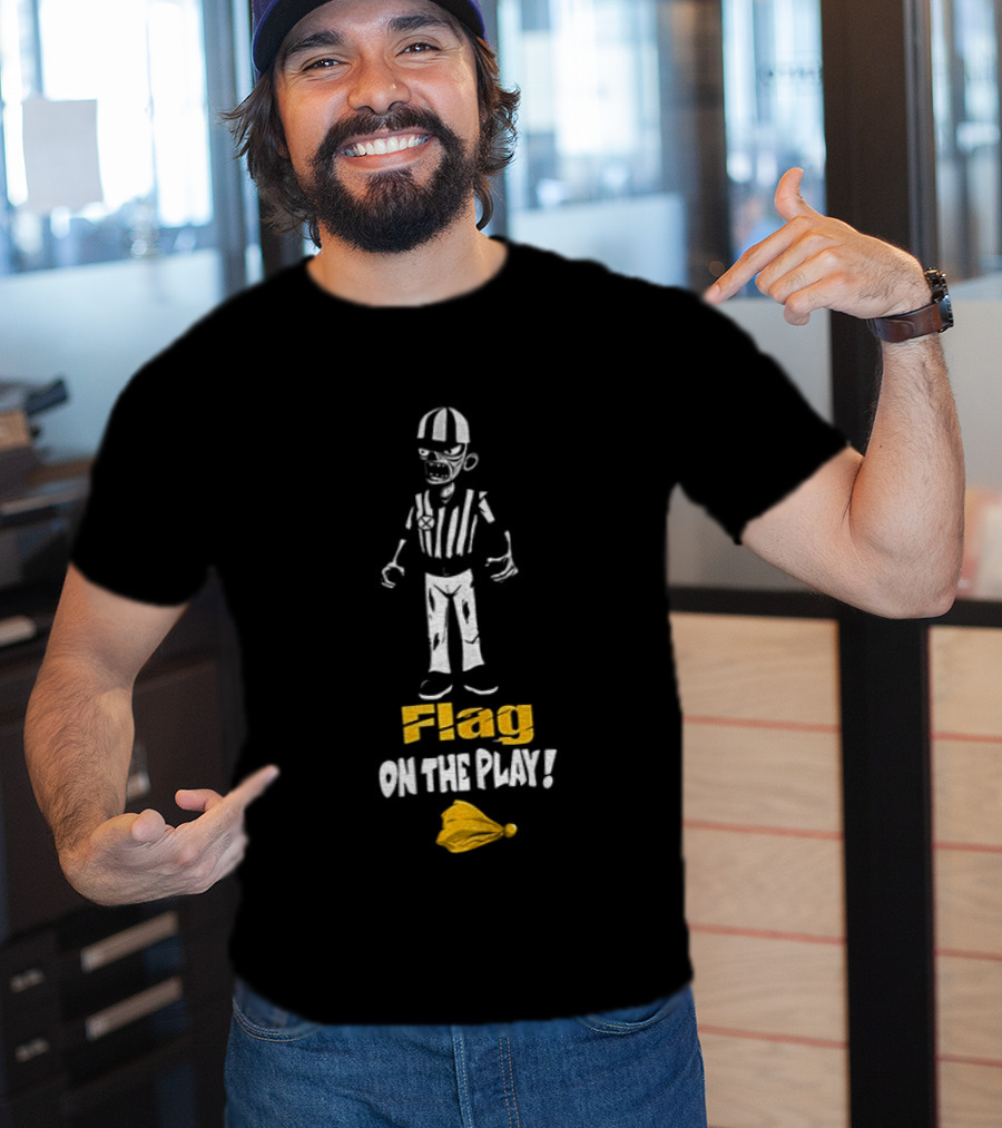 Zombie Referee Flag On The Play Halloween Humor T-Shirt