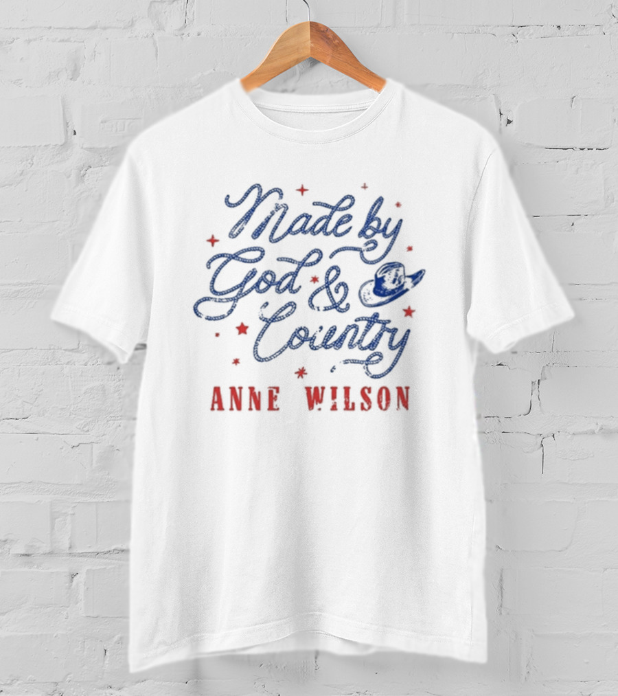Anne Wilson Made By God And Country Red And Blue Stars T-Shirt