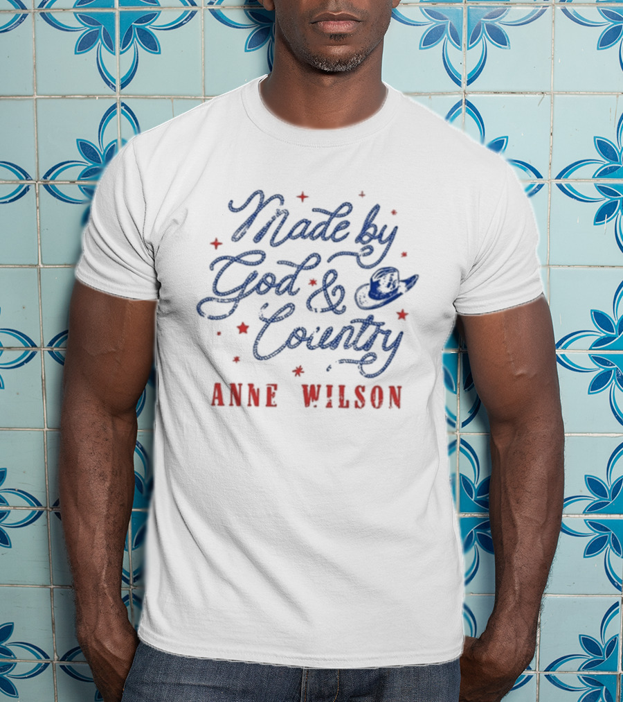 Anne Wilson Made By God And Country Red And Blue Stars T-Shirt