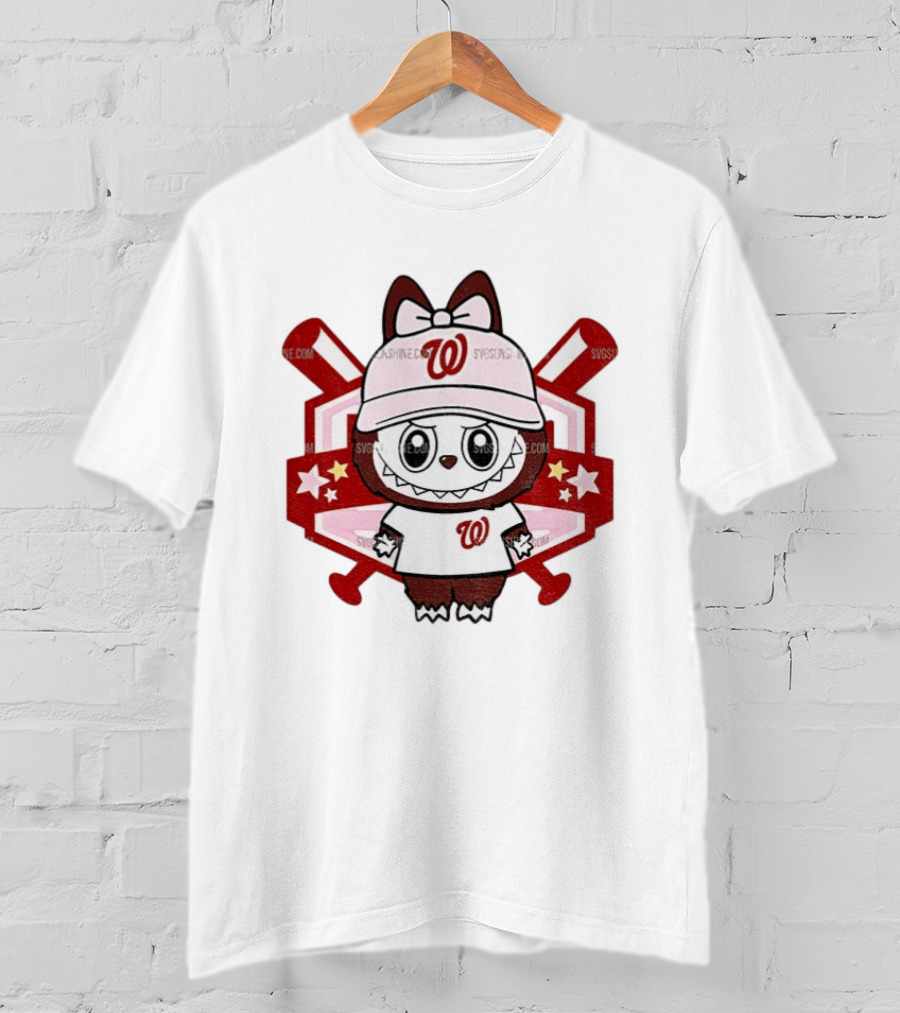 Baseball Girl Labubu Washington Nationals 2025 MLB Team Fan T-Shirt