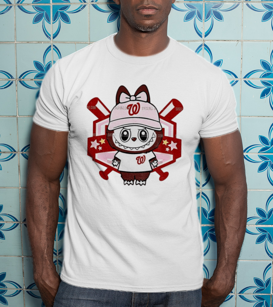 Baseball Girl Labubu Washington Nationals 2025 MLB Team Fan T-Shirt