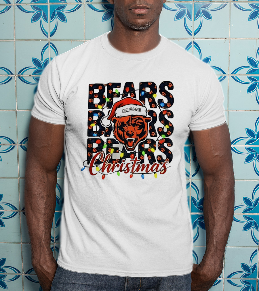 Bears Christmas Bear Santa Claus Chicago Bears Football T-Shirt