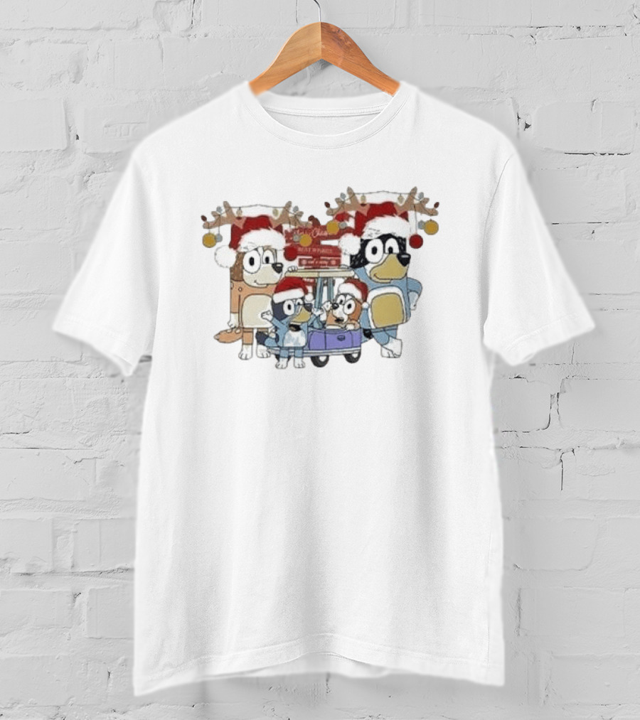 Bluey Family Christmas Santa Hats Merry Xmas 2024 T-Shirt