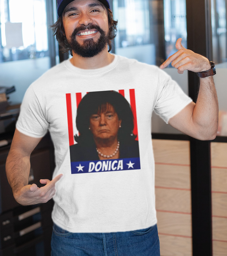 Donica Lewinsky 2025 Campaign Style Stars Red Stripes T-Shirt