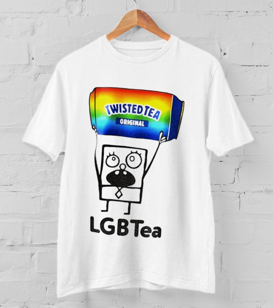 Doodlebob Holding Rainbow Twisted Tea Original LGBTea Pride LGBTQ+ T-Shirt