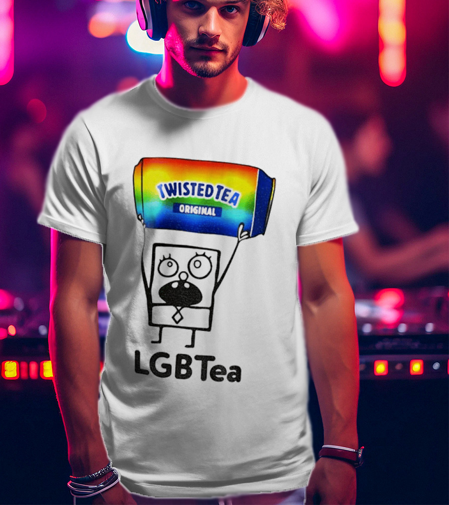 Doodlebob Holding Rainbow Twisted Tea Original LGBTea Pride LGBTQ+ T-Shirt