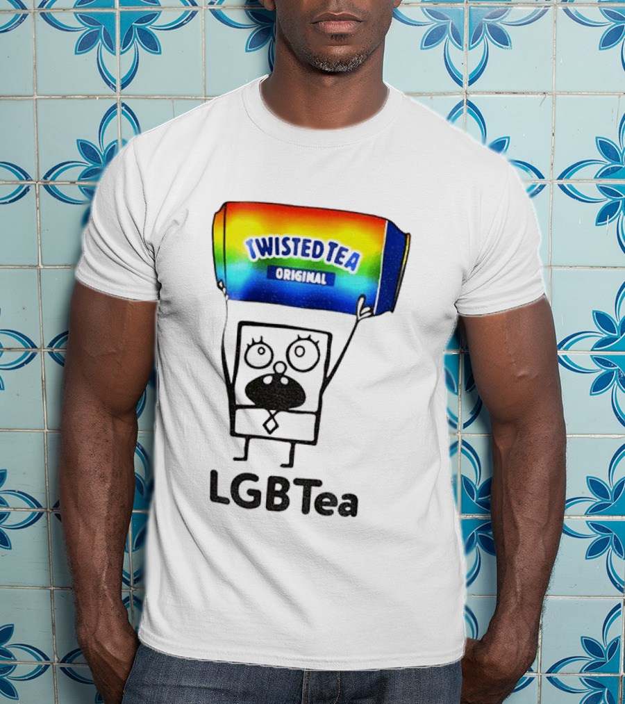 Doodlebob Holding Rainbow Twisted Tea Original LGBTea Pride LGBTQ+ T-Shirt