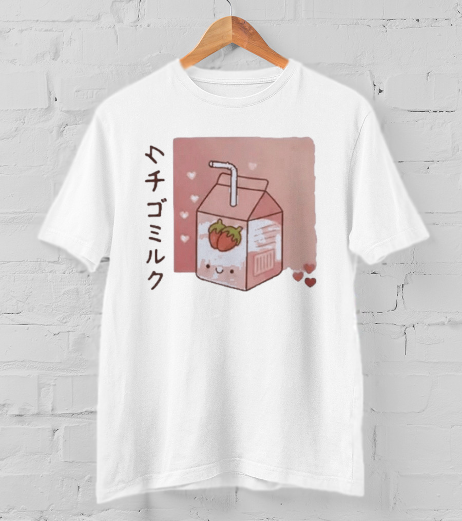 Strawberry Milk Kawaii Cartoon Fight Or Flight Lucas Reyes T-Shirt