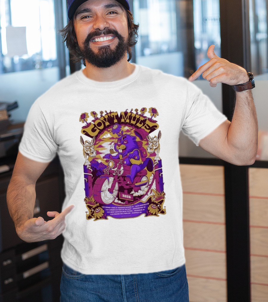Gov't Mule Summer Tour 2026 Psychedelic Bear Riding Motorcycle Concert Dates And Locations T-Shirt