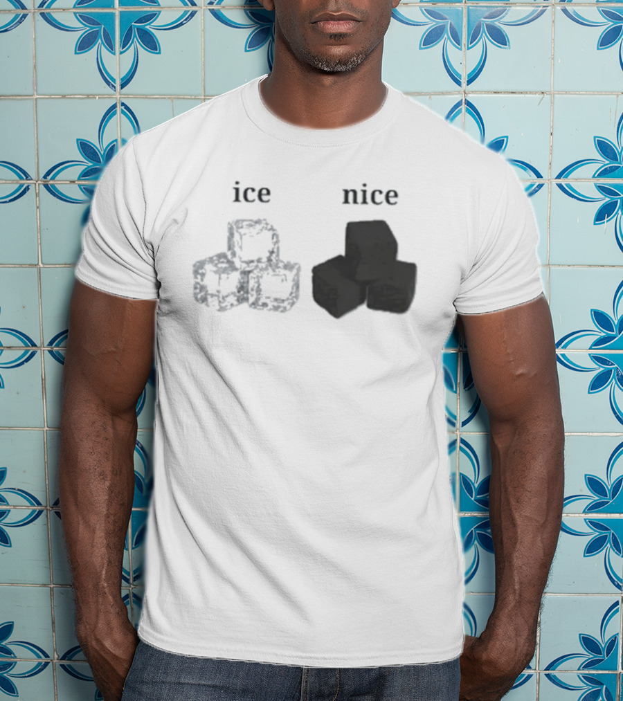 Ice Vs Nice Cubes Playful Word T-Shirt