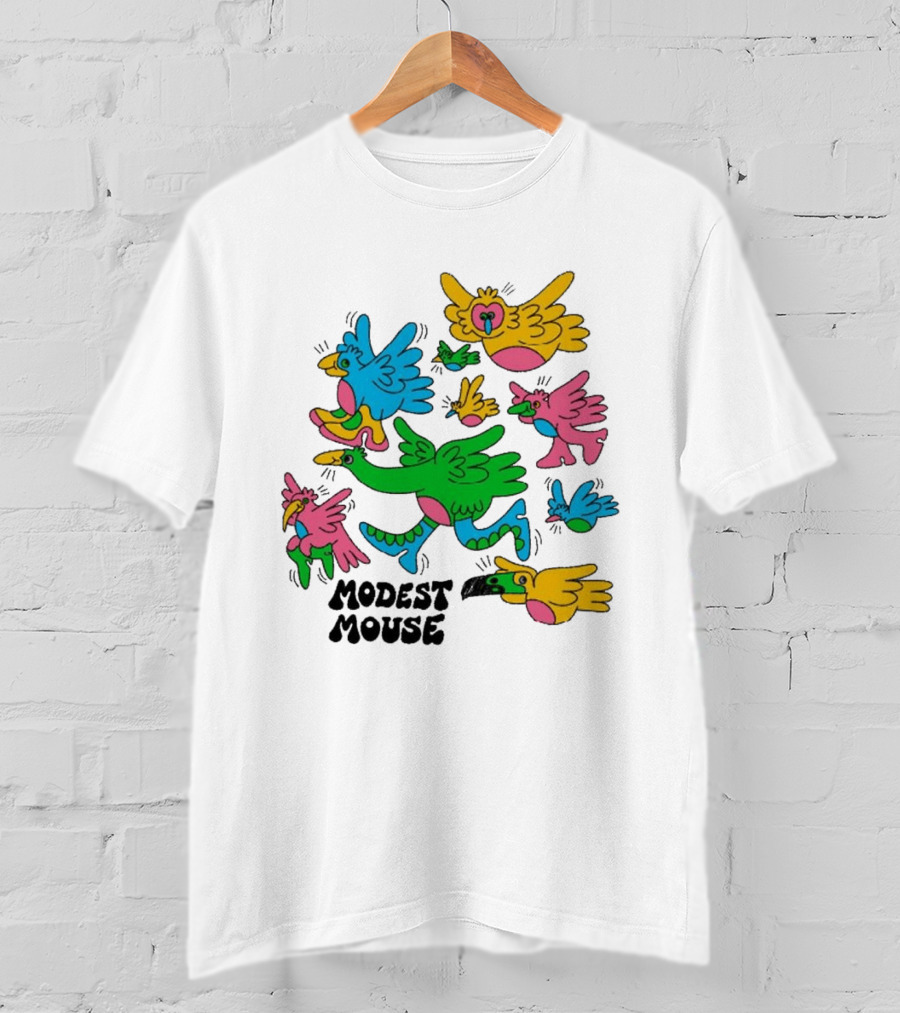 Modest Mouse Colorful Birds Flock T-Shirt