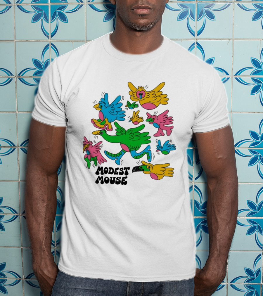 Modest Mouse Colorful Birds Flock T-Shirt