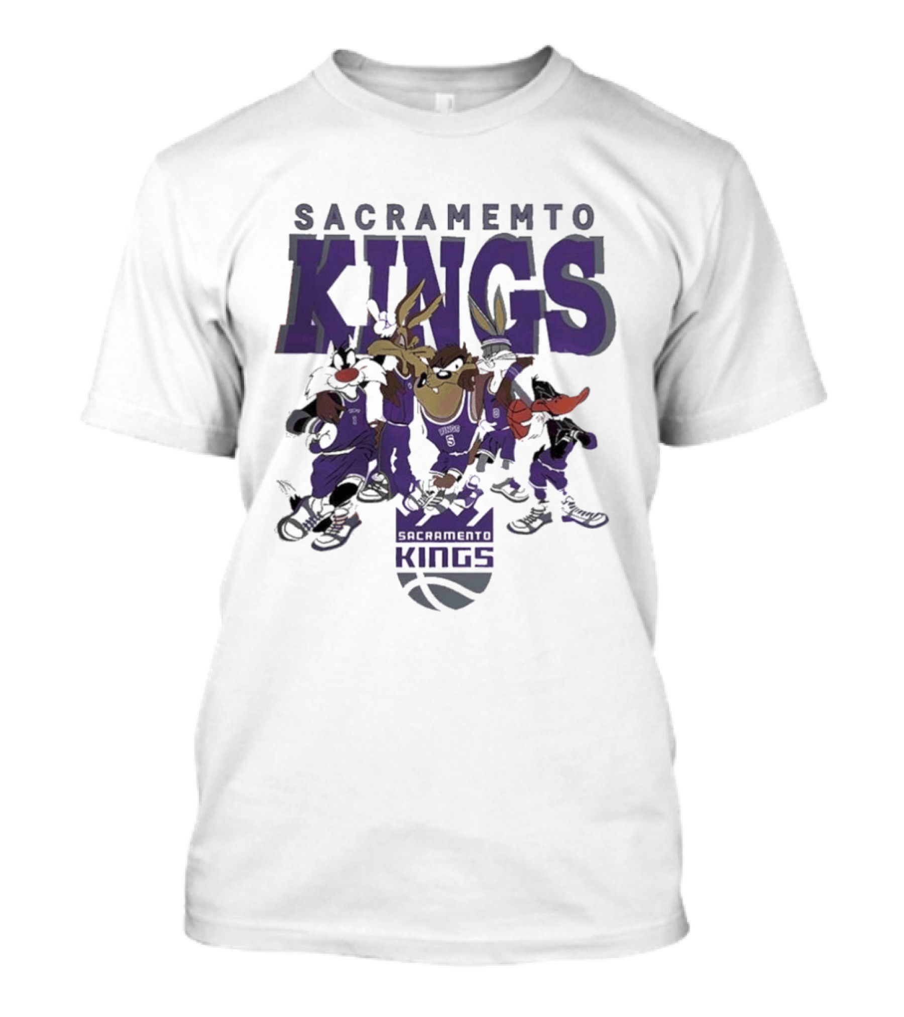 Sacramento Kings Looney Tunes Characters NBA Basketball Team T-Shirt