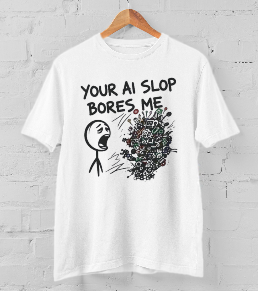 Your AI Slop Bores Me Stick Figure Expression With Colorful Scribbles T-Shirt