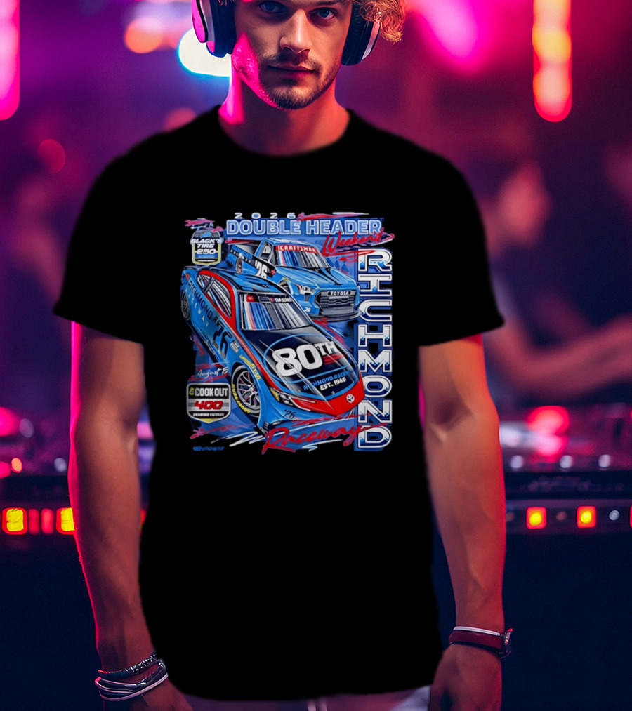 2026 Richmond Raceway Double Header Weekend 80th Anniversary Black Tire 250 Cook Out 400 T-Shirt