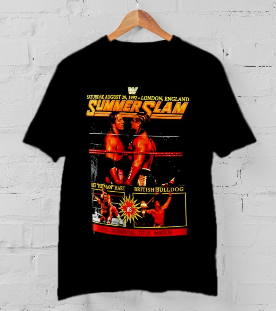 WWF SummerSlam 1992 Bret Hart Vs British Bulldog London England T-Shirt