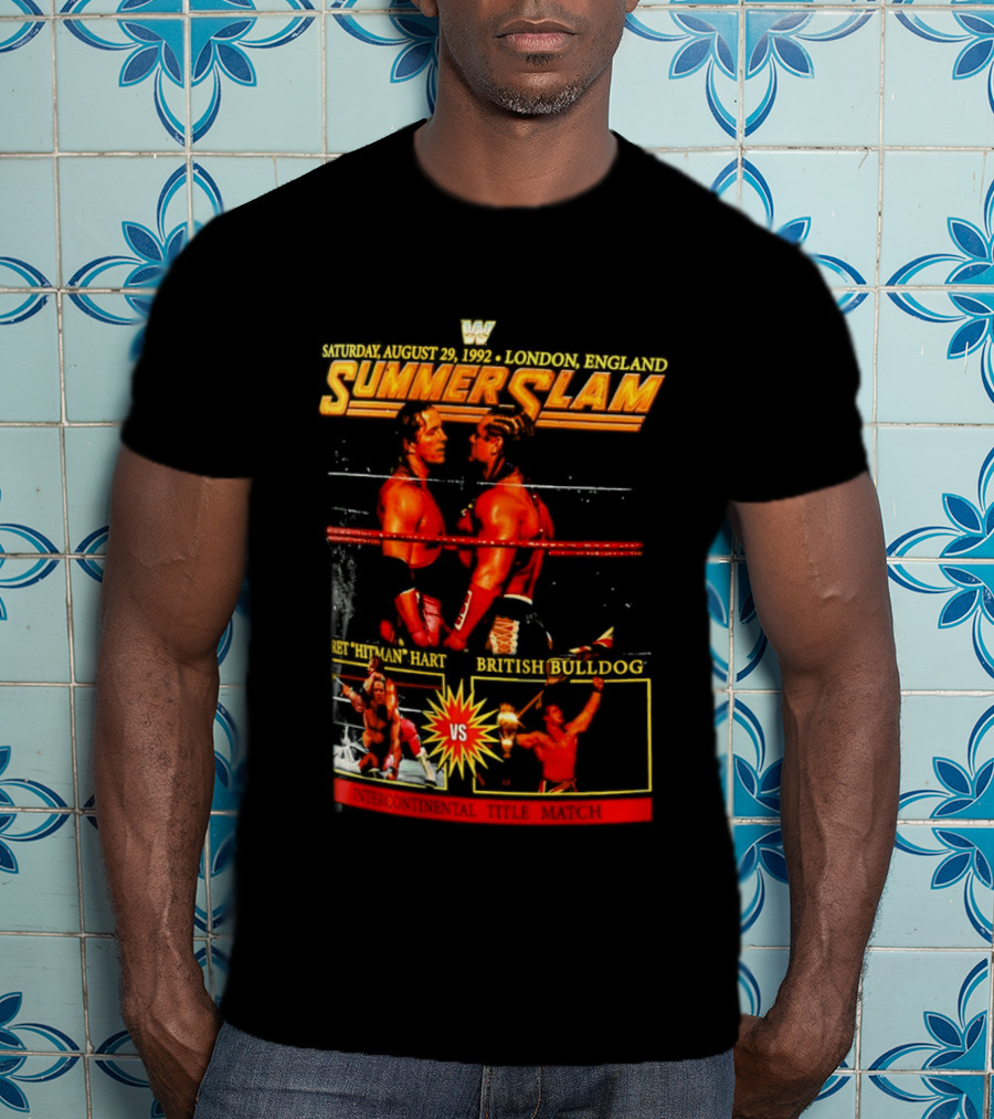 WWF SummerSlam 1992 Bret Hart Vs British Bulldog London England T-Shirt