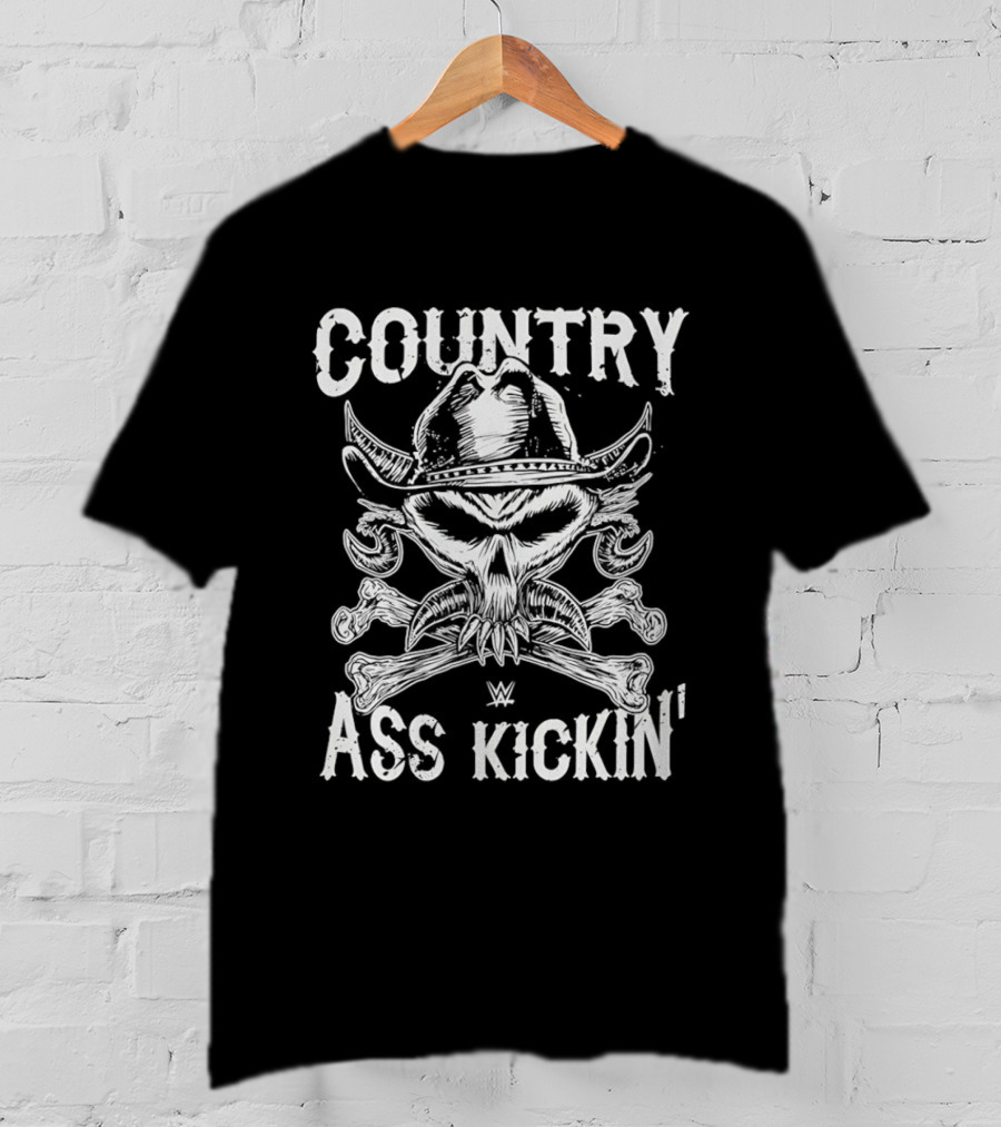 WWE Brock Lesnar Country Ass Kickin Cowboy Skull And Crossbones T-Shirt