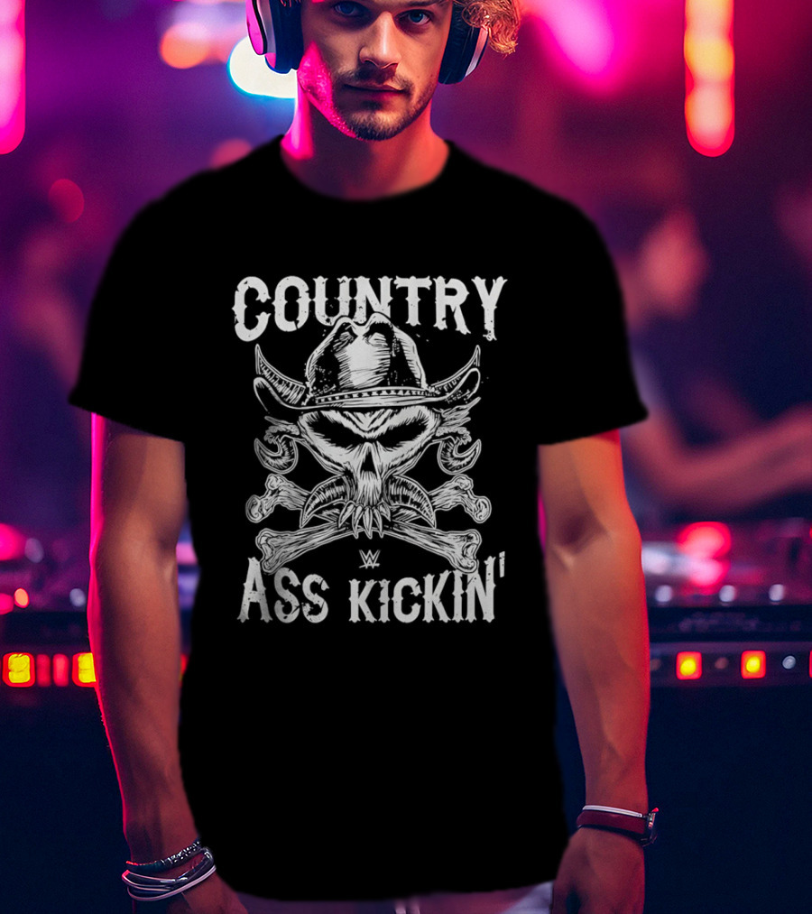 WWE Brock Lesnar Country Ass Kickin Cowboy Skull And Crossbones T-Shirt