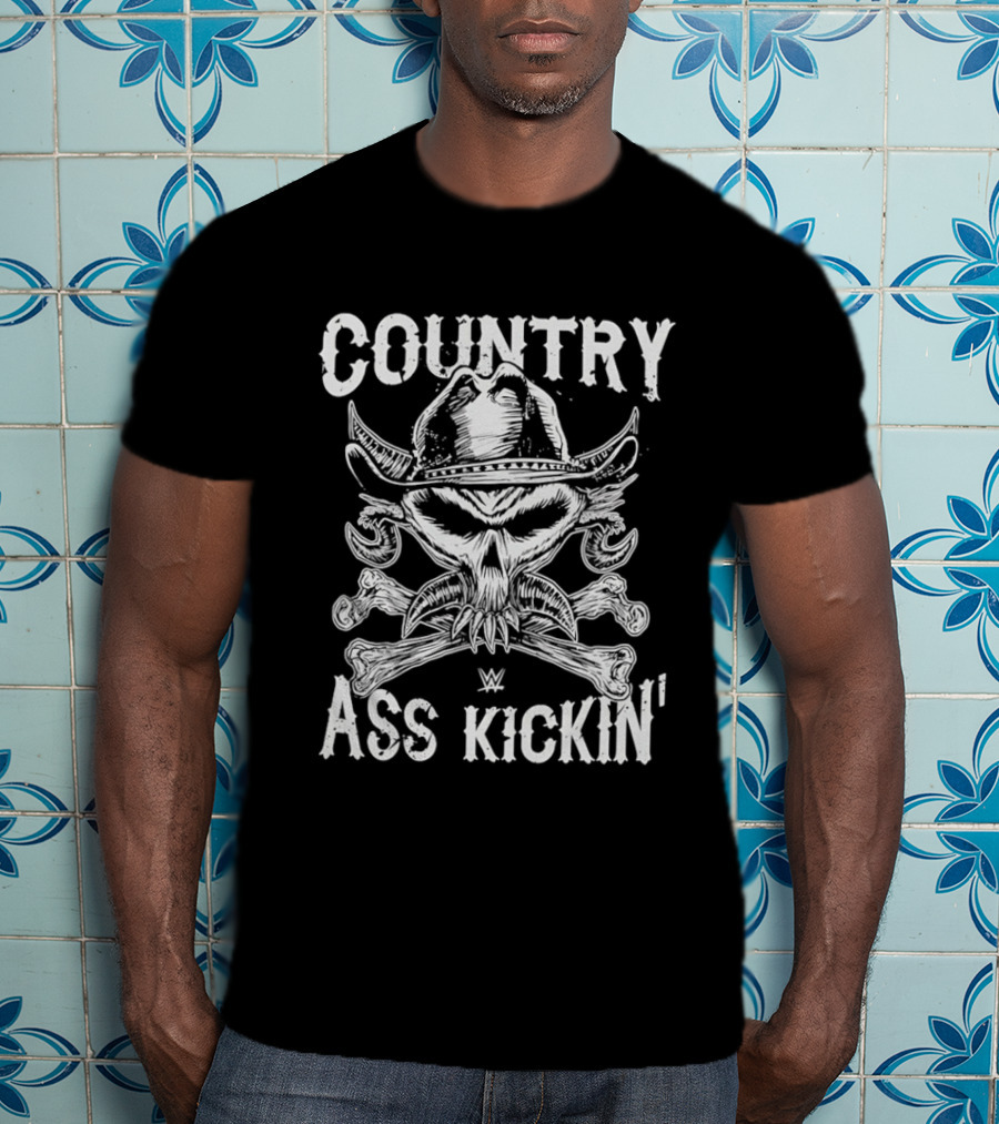 WWE Brock Lesnar Country Ass Kickin Cowboy Skull And Crossbones T-Shirt