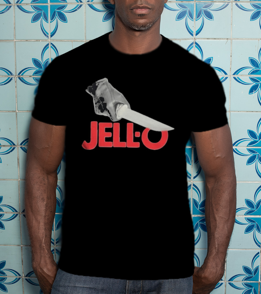 Jello Knife Red Oozing Text And Gloved Dagger T-Shirt