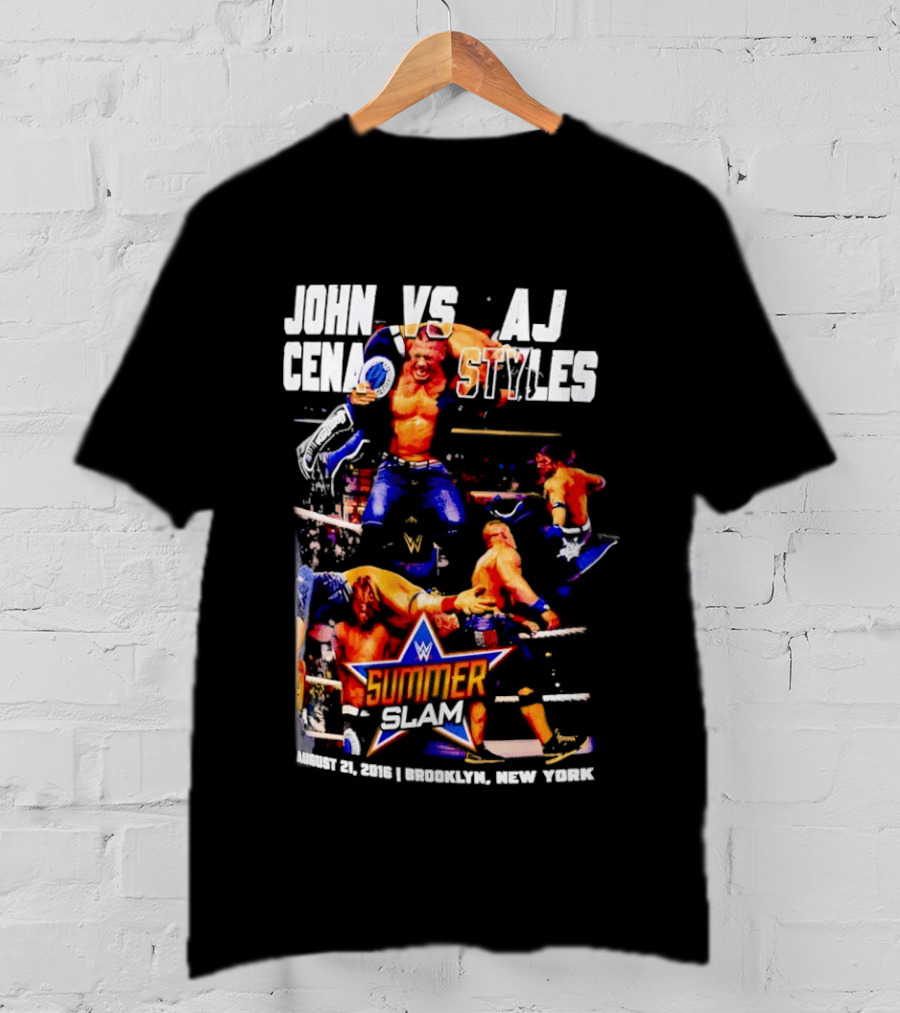 John Cena Vs AJ Styles WWE SummerSlam 2016 Barclays Center August 21 Brooklyn New York T-Shirt
